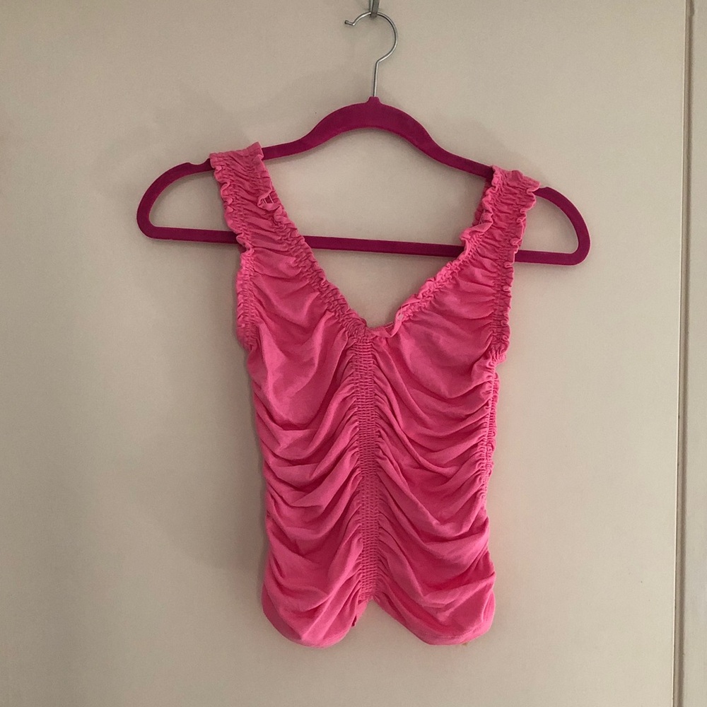 FANG GLAM Pink Ruched Spandex Knit Top! Vintage new condition! Small